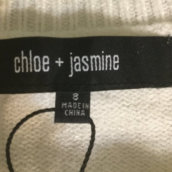 NWT Chloe + Jasmine size girls 8 ruffle at sleeve black and white/cream soft - Picture 2 of 9